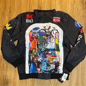 Jean-Michel Basquiat Members Only Racing Windbreaker Jacket Mens Large NEW